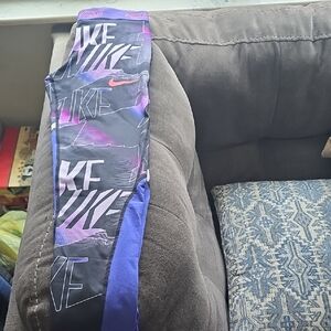 Nike Kids' Black and Purple Graphic Leggings